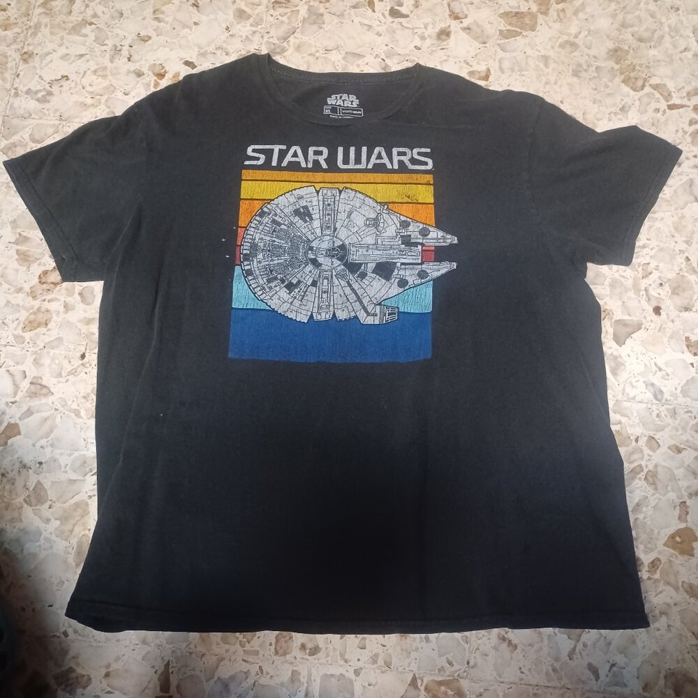 Star Wars Men's Short Sleeve Tee XL Black Silver...